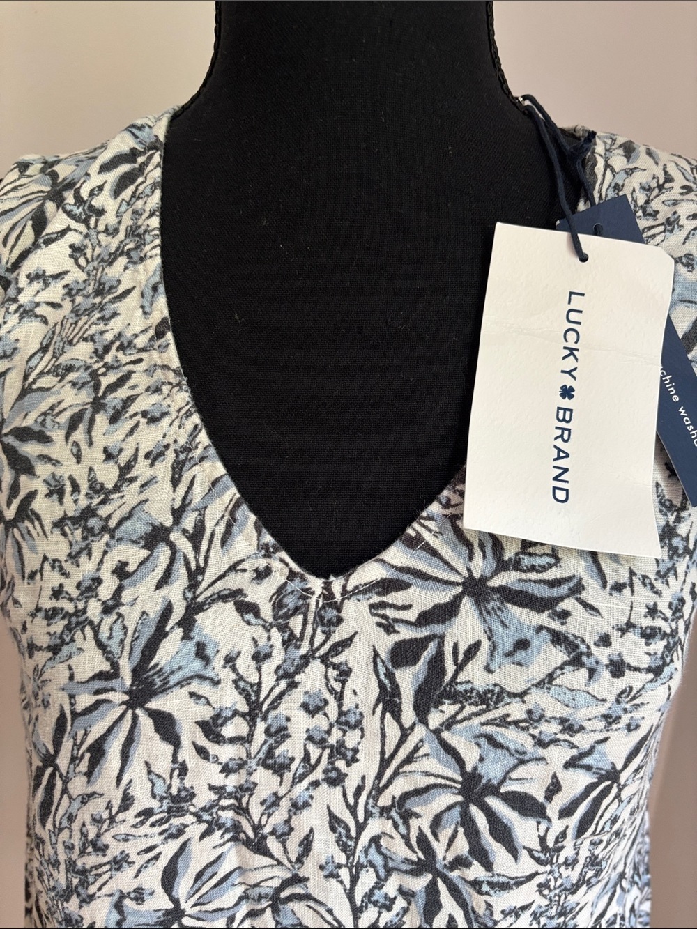 NEW LUCKY brand linen dress beach floral coverup sleeveless XS - Picture 3 of 3